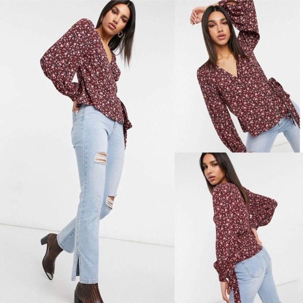 & Other Stories Long Sleeve Wrap Blouse In Floral-multi Size 2
